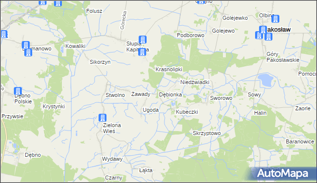 mapa Dębionka gmina Pakosław, Dębionka gmina Pakosław na mapie Targeo