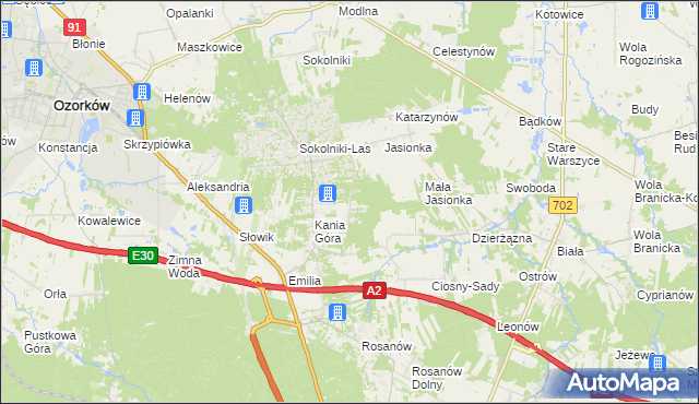 mapa Dębniak gmina Zgierz, Dębniak gmina Zgierz na mapie Targeo