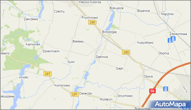 mapa Dębnica gmina Kłecko, Dębnica gmina Kłecko na mapie Targeo
