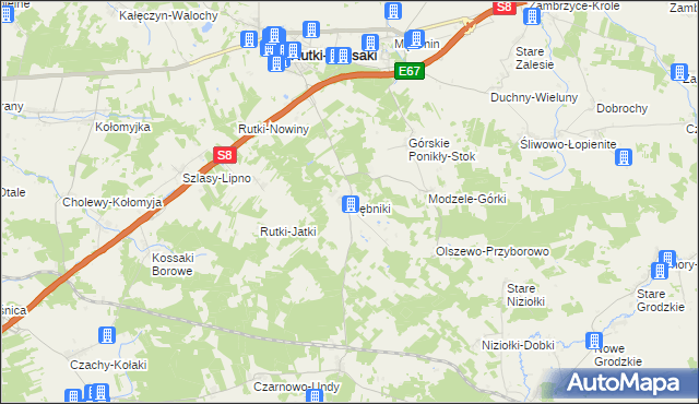 mapa Dębniki gmina Rutki, Dębniki gmina Rutki na mapie Targeo