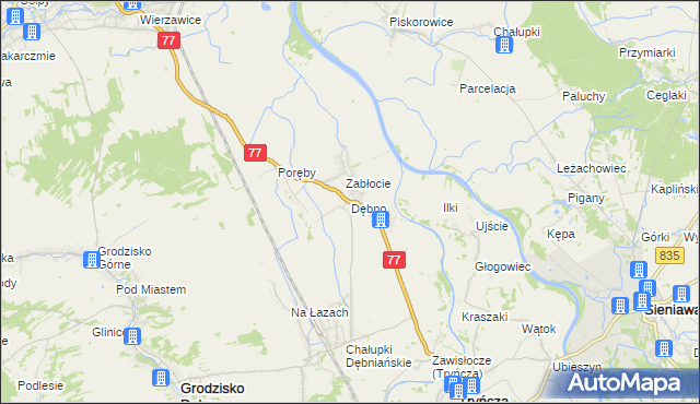 mapa Dębno gmina Leżajsk, Dębno gmina Leżajsk na mapie Targeo