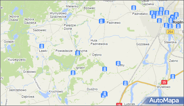mapa Dębno gmina Mogilno, Dębno gmina Mogilno na mapie Targeo