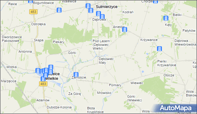 mapa Dębowiec Mały, Dębowiec Mały na mapie Targeo