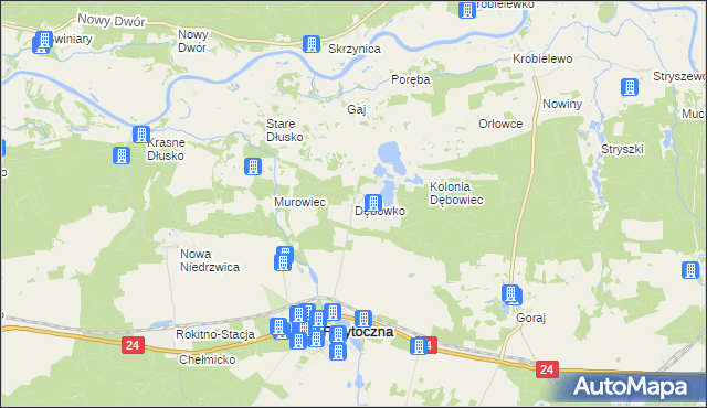 mapa Dębówko gmina Przytoczna, Dębówko gmina Przytoczna na mapie Targeo