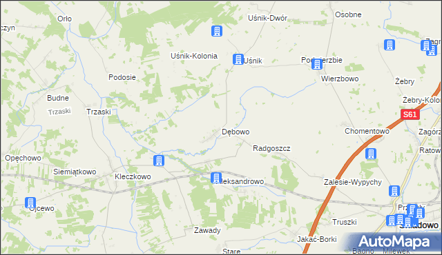 mapa Dębowo gmina Śniadowo, Dębowo gmina Śniadowo na mapie Targeo