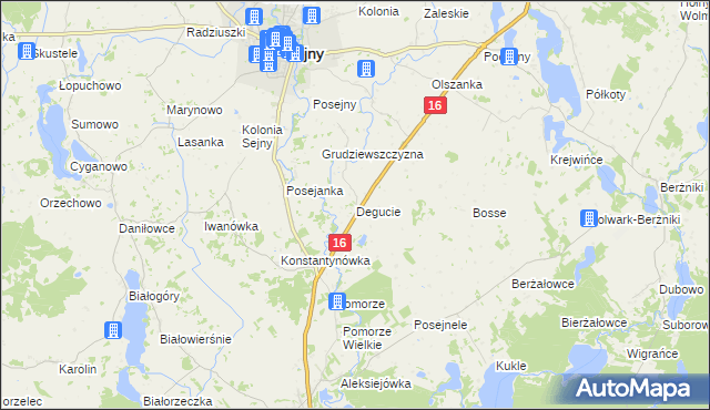 mapa Degucie gmina Sejny, Degucie gmina Sejny na mapie Targeo