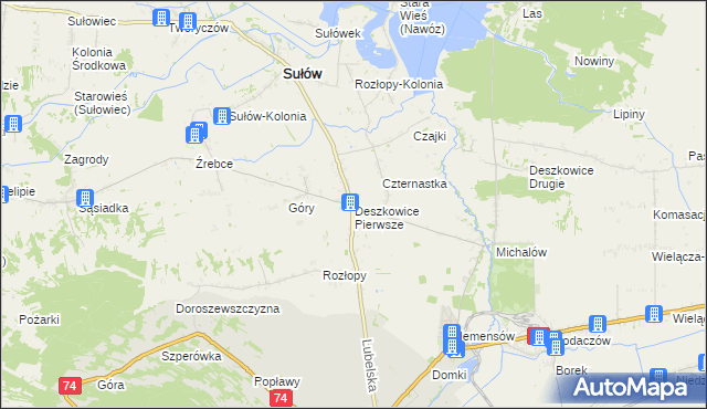 mapa Deszkowice Pierwsze, Deszkowice Pierwsze na mapie Targeo