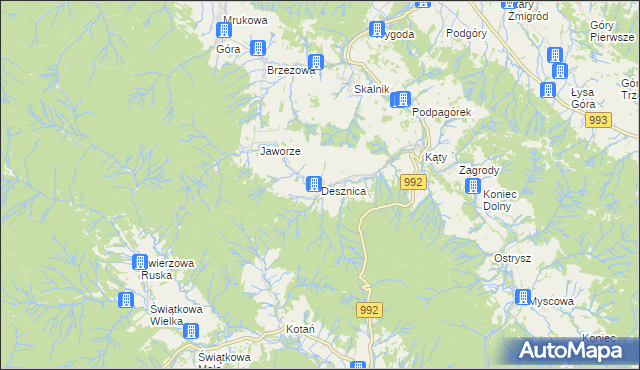 mapa Desznica, Desznica na mapie Targeo