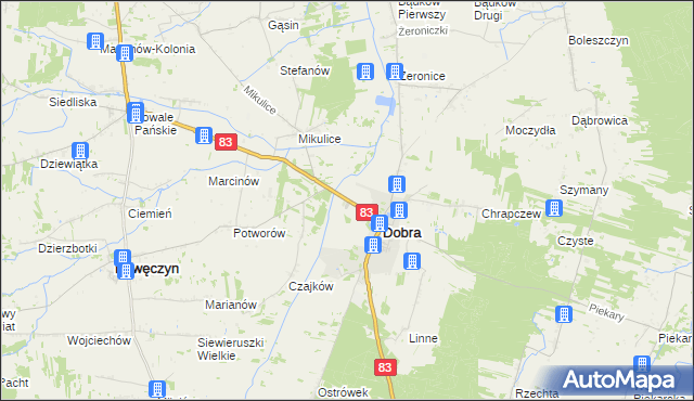 mapa Długa Wieś gmina Dobra, Długa Wieś gmina Dobra na mapie Targeo