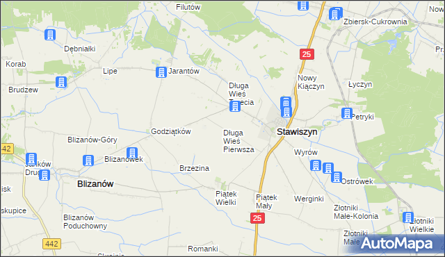 mapa Długa Wieś Pierwsza, Długa Wieś Pierwsza na mapie Targeo