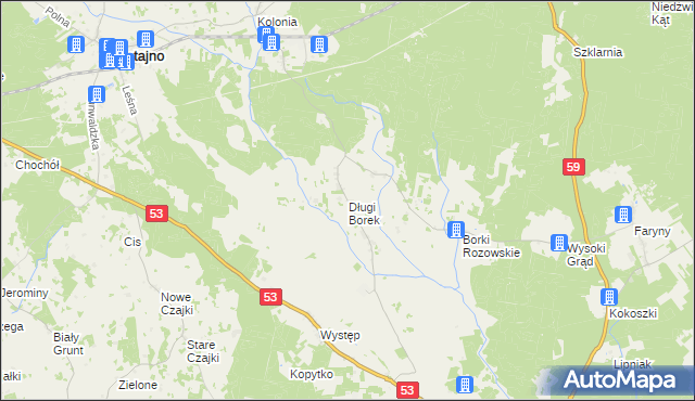 mapa Długi Borek, Długi Borek na mapie Targeo