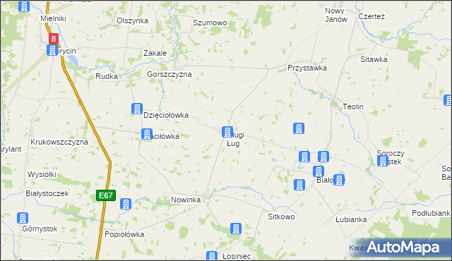 mapa Długi Ług, Długi Ług na mapie Targeo