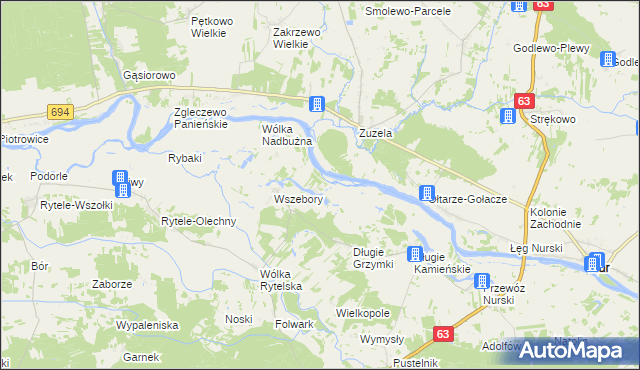 mapa Długie Grodzieckie, Długie Grodzieckie na mapie Targeo
