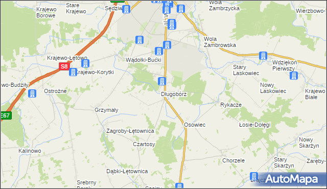 mapa Długobórz Drugi, Długobórz Drugi na mapie Targeo