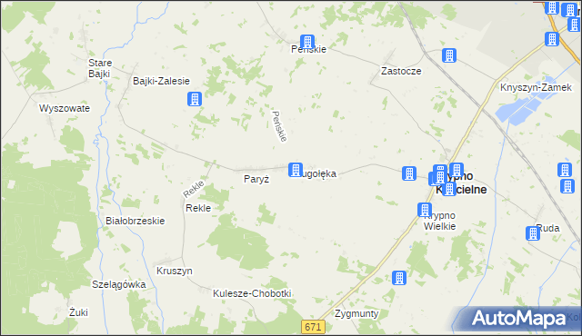 mapa Długołęka gmina Krypno, Długołęka gmina Krypno na mapie Targeo