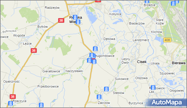 mapa Długomiłowice, Długomiłowice na mapie Targeo