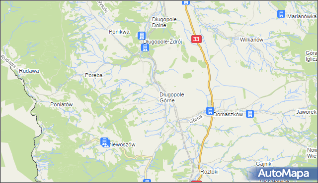 mapa Długopole Górne, Długopole Górne na mapie Targeo