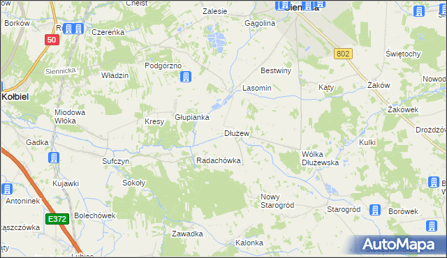 mapa Dłużew, Dłużew na mapie Targeo