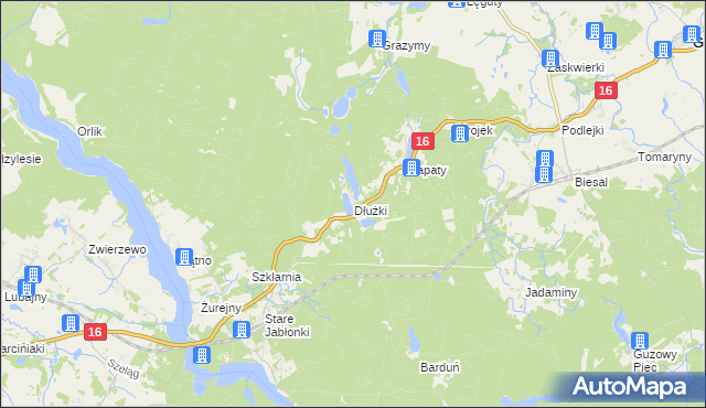 mapa Dłużki, Dłużki na mapie Targeo