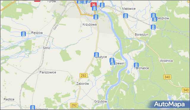 mapa Dłużyce, Dłużyce na mapie Targeo