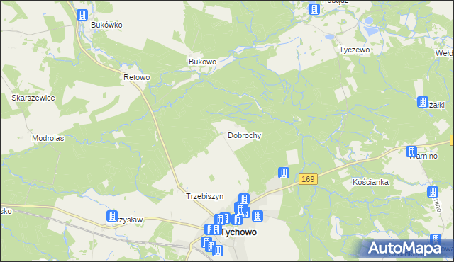 mapa Dobrochy gmina Tychowo, Dobrochy gmina Tychowo na mapie Targeo
