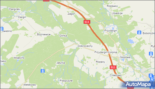 mapa Dobrociechy, Dobrociechy na mapie Targeo