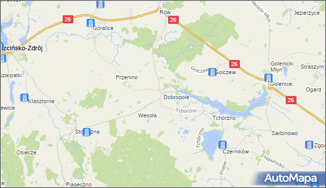 mapa Dobropole gmina Trzcińsko-Zdrój, Dobropole gmina Trzcińsko-Zdrój na mapie Targeo