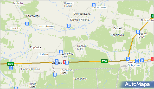 mapa Dobryń Mały, Dobryń Mały na mapie Targeo