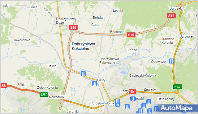 mapa Dobrzyniewo Fabryczne, Dobrzyniewo Fabryczne na mapie Targeo
