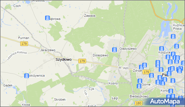 mapa Dolaszewo, Dolaszewo na mapie Targeo