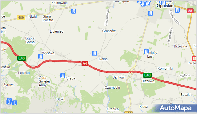 mapa Dolna gmina Leśnica, Dolna gmina Leśnica na mapie Targeo