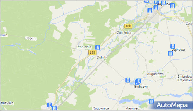 mapa Dolnik gmina Krajenka, Dolnik gmina Krajenka na mapie Targeo