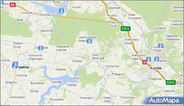 mapa Doły Biskupie, Doły Biskupie na mapie Targeo