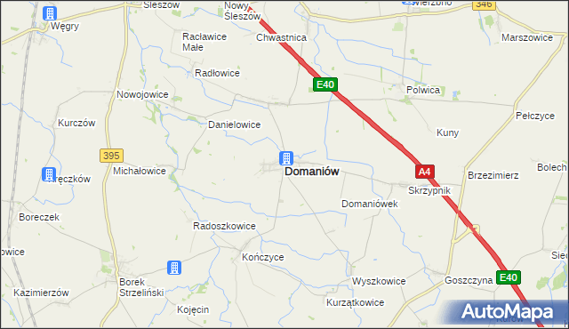 mapa Domaniów powiat oławski, Domaniów powiat oławski na mapie Targeo