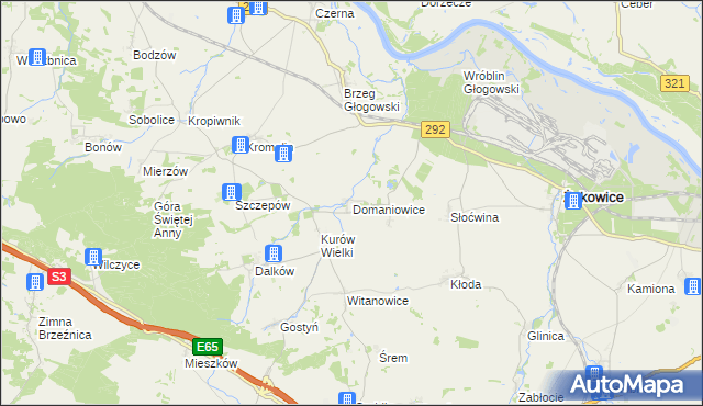 mapa Domaniowice, Domaniowice na mapie Targeo