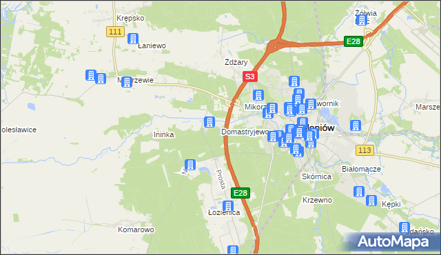 mapa Domastryjewo, Domastryjewo na mapie Targeo