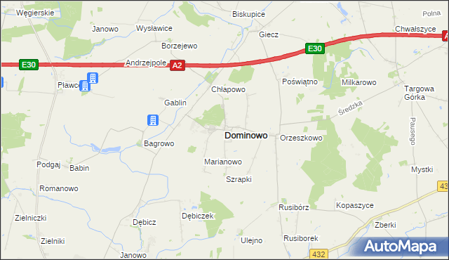 mapa Dominowo, Dominowo na mapie Targeo