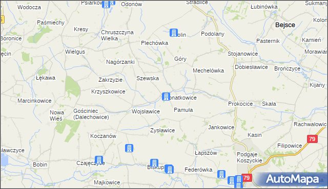 mapa Donatkowice, Donatkowice na mapie Targeo