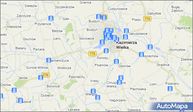 mapa Donosy, Donosy na mapie Targeo