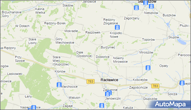 mapa Dosłońce, Dosłońce na mapie Targeo