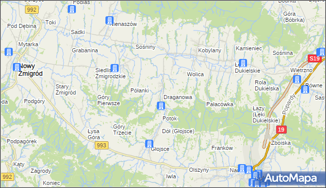mapa Draganowa, Draganowa na mapie Targeo