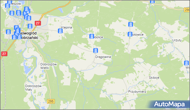 mapa Drągowina, Drągowina na mapie Targeo