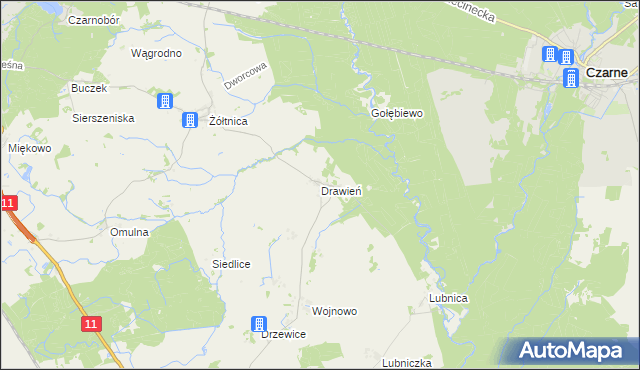 mapa Drawień, Drawień na mapie Targeo