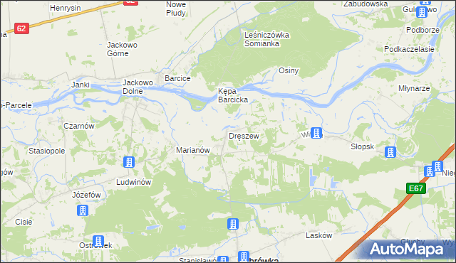 mapa Dręszew, Dręszew na mapie Targeo