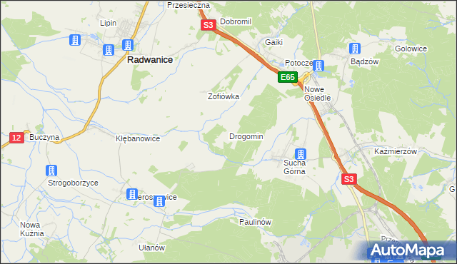 mapa Drogomin gmina Jerzmanowa, Drogomin gmina Jerzmanowa na mapie Targeo