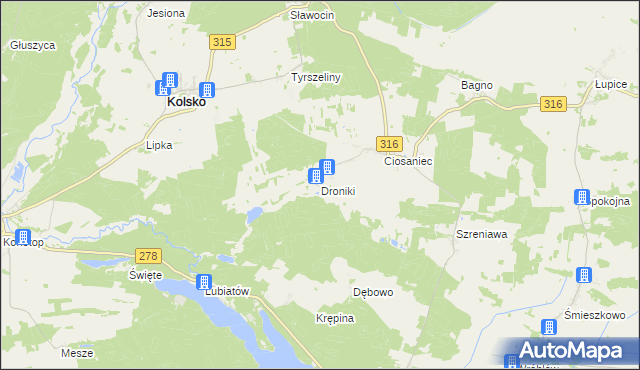 mapa Droniki, Droniki na mapie Targeo