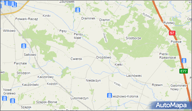 mapa Drozdowo gmina Raciąż, Drozdowo gmina Raciąż na mapie Targeo