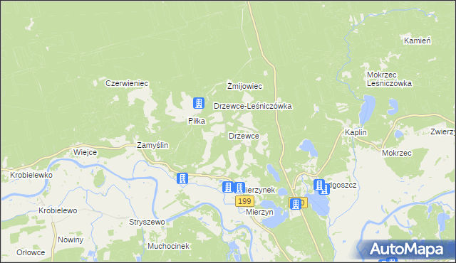mapa Drzewce gmina Międzychód, Drzewce gmina Międzychód na mapie Targeo