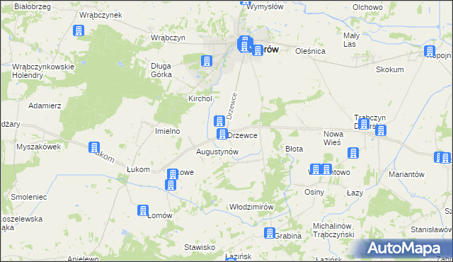 mapa Drzewce gmina Zagórów, Drzewce gmina Zagórów na mapie Targeo