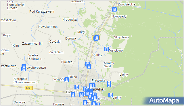 mapa Dubiny, Dubiny na mapie Targeo